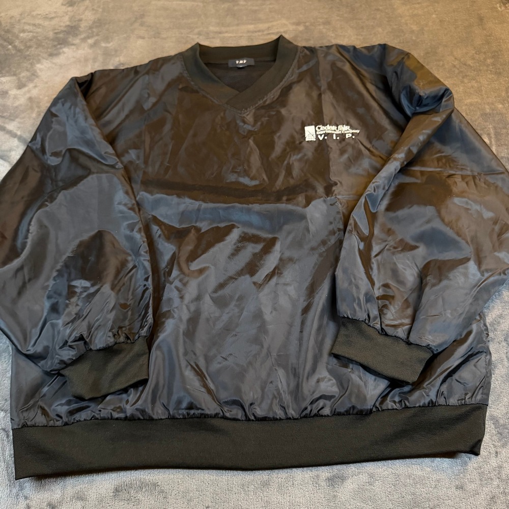 THT Cedar Fair VIP Windbreaker Pullover Jacket Black Mens XL Mesh Lined V-Neck